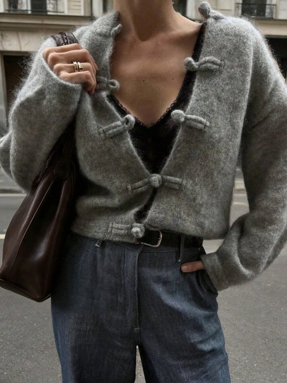 Light Grey Casual Women's Long Sleeve Knit Sweater